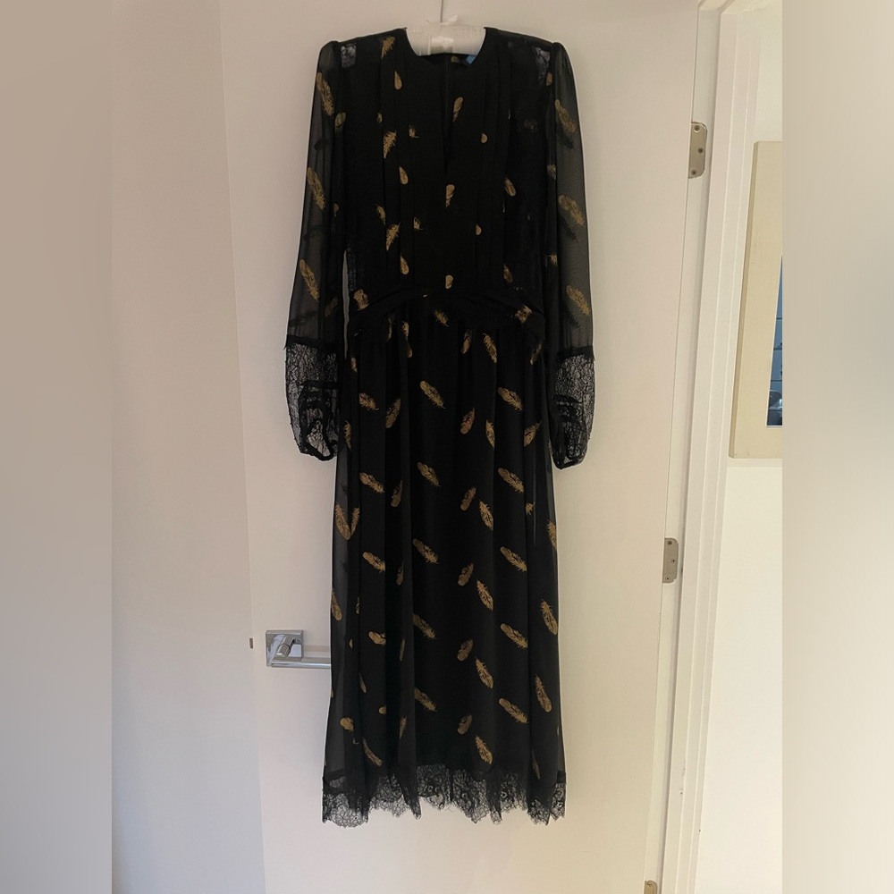 The Kooples Black & Gold Maxi Lace Dress